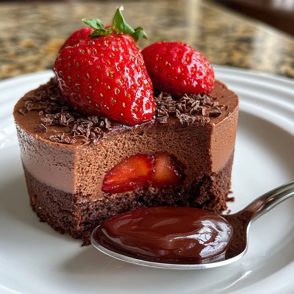 Schokoladenmousse mit Erdbeerkern