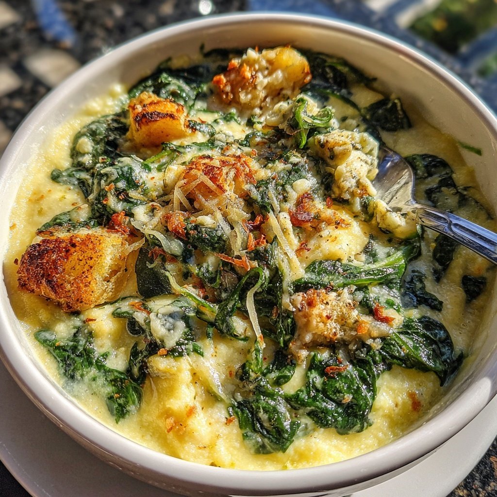 Polenta mit Spinat und Gorgonzola