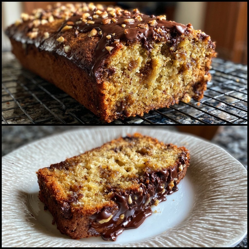 Bananenkuchen mit Zartbitterschokolade und Nüssen