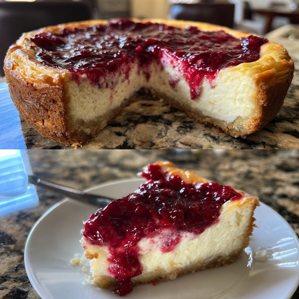 Käsekuchen mit Beerenmarmor