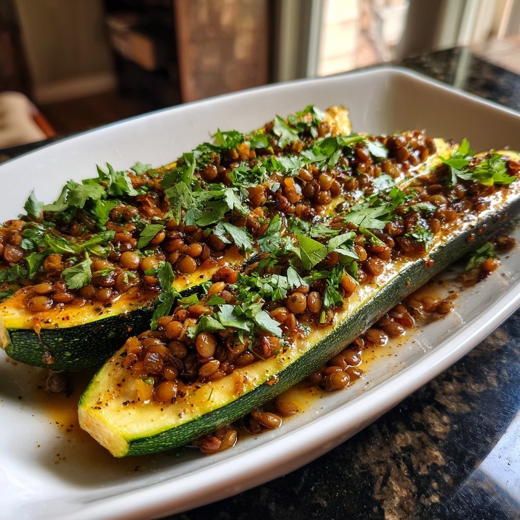 Gefüllte Zucchini mit Linsen
