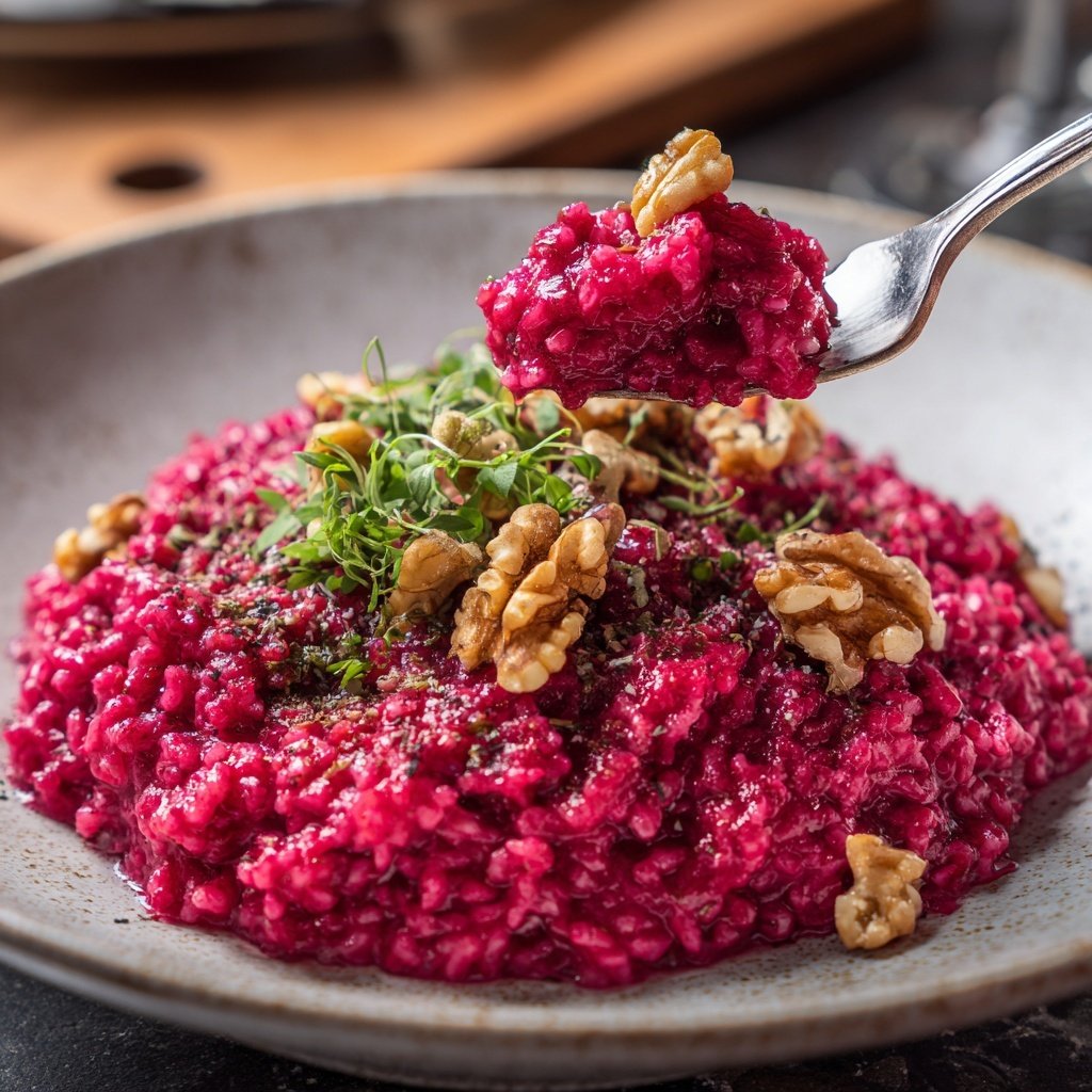 Rote-Bete-Risotto mit Walnüssen