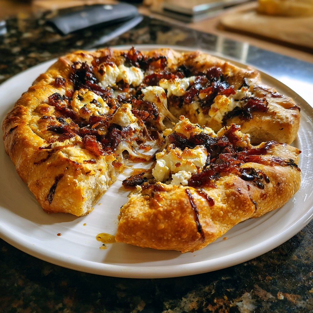 Pizza mit Ziegenkäse und Honig