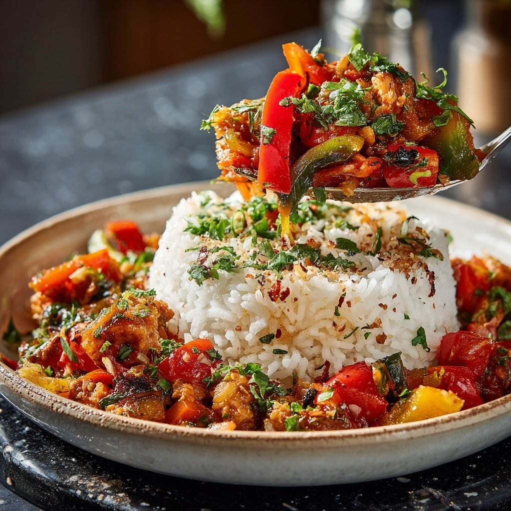 Abendessen vegetarisch mit Ofenreis