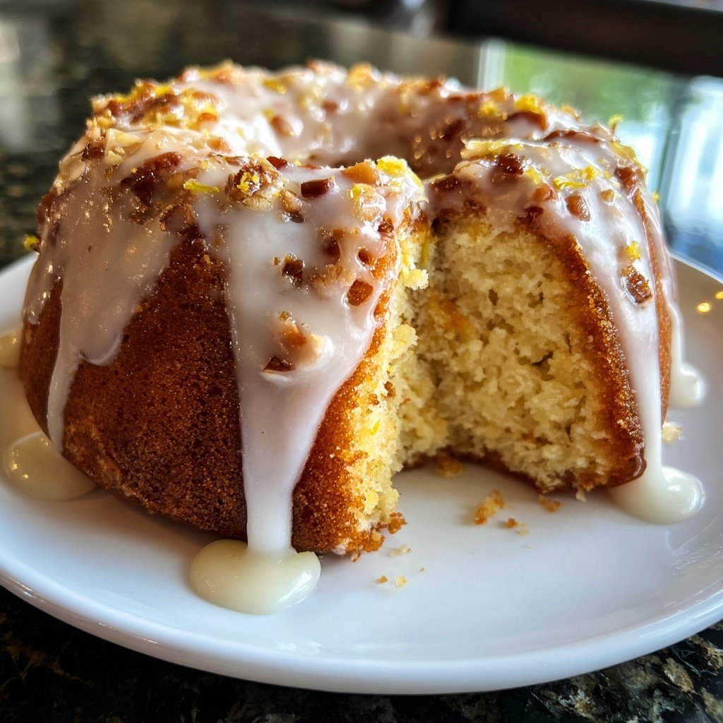 Zitronenkuchen mit Mandeln und Glasur