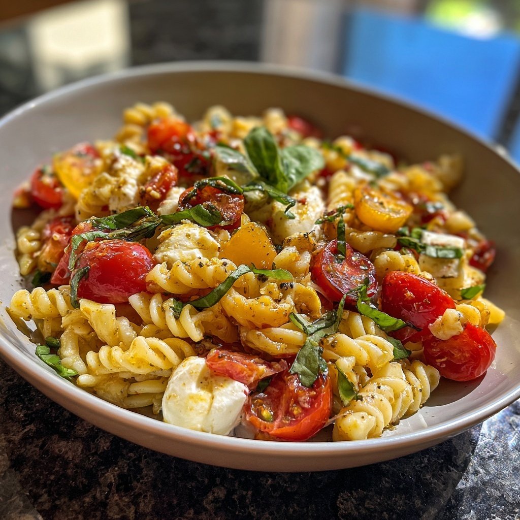 Mediterraner Nudelsalat Mit Mozzarella