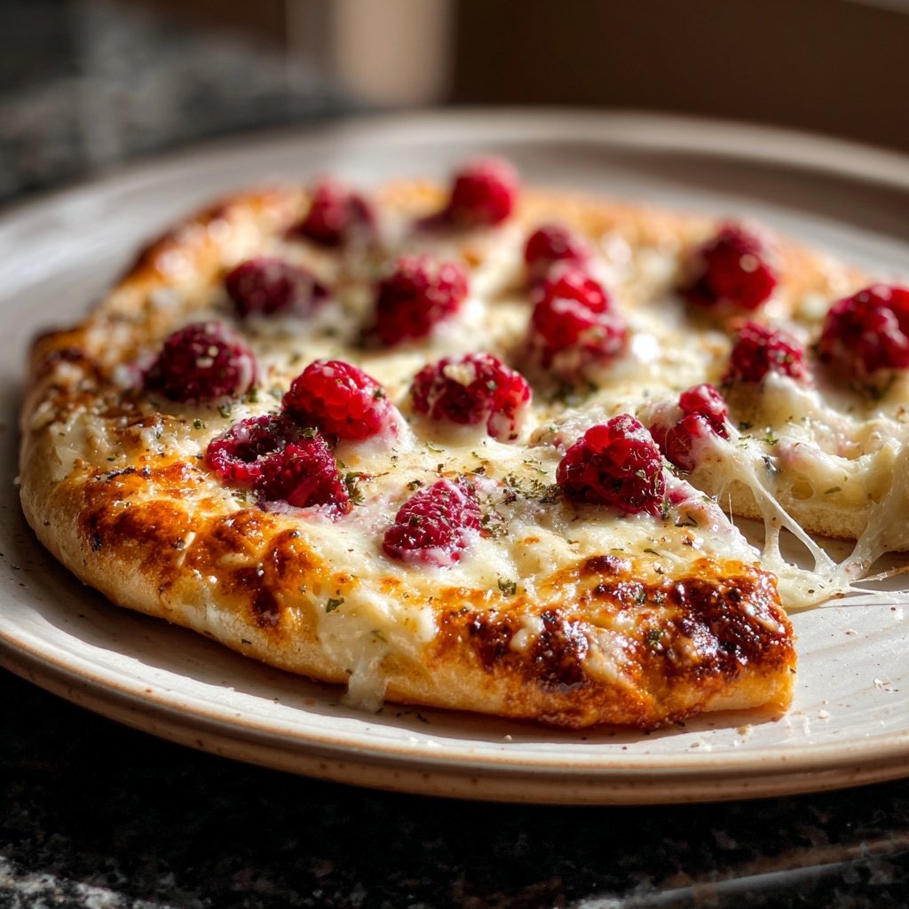 Flammkuchen mit Himbeeren und Brie