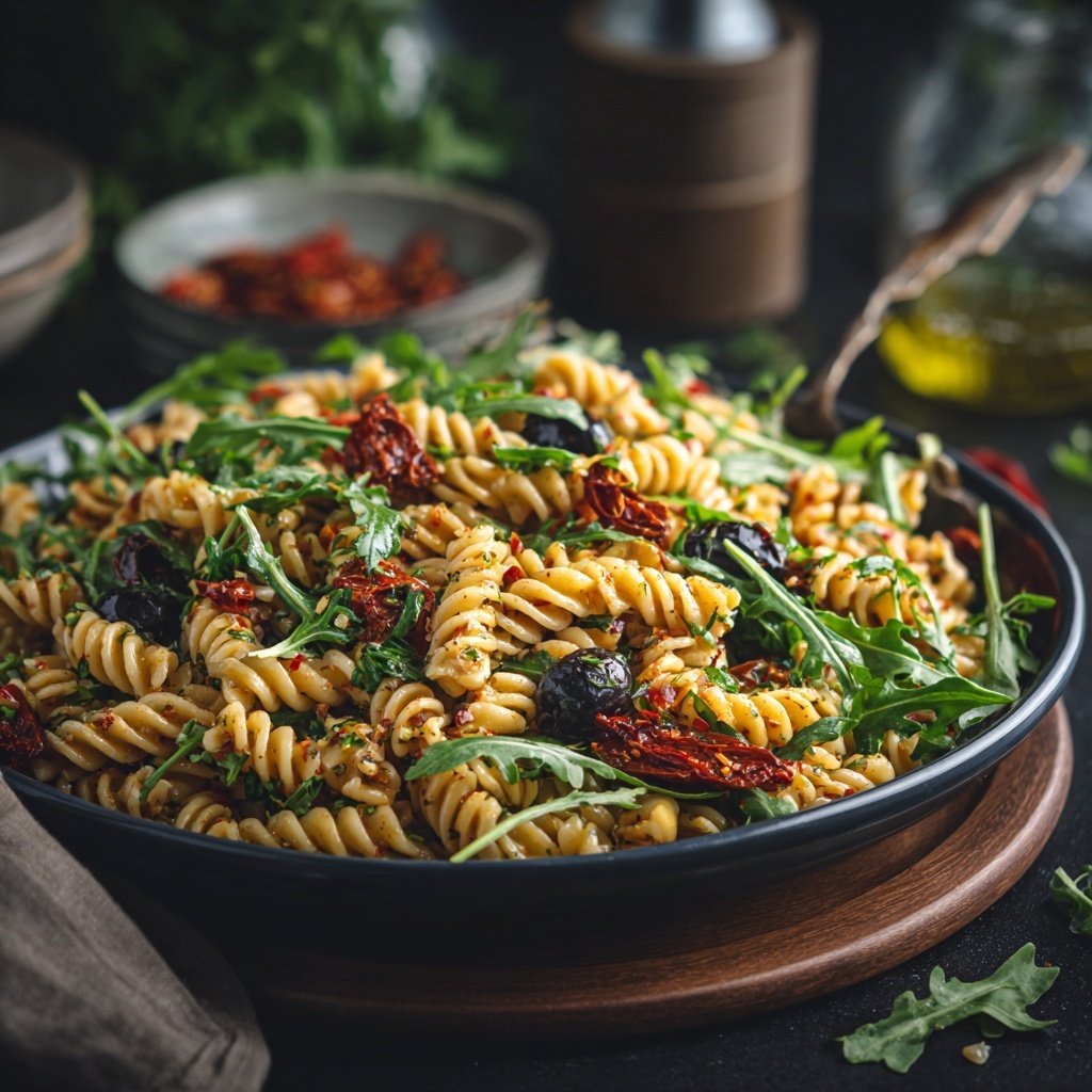 Mediterraner Nudelsalat Mit Rucola