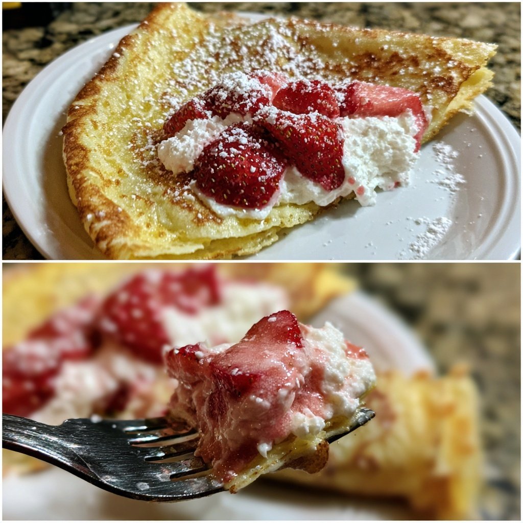 Pfannkuchen mit Erdbeerquark